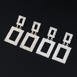 Dangle & Chandelier Fashion Jewelry Personality Temperament Crystal Square Earrings Bridal Earring Oorbellen For Women E608