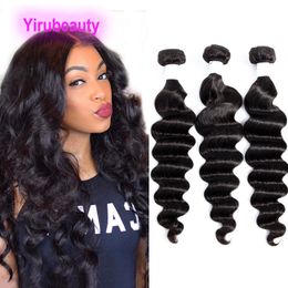 Brazilian Human Virgin Hair 3 Bundles Loose Deep Double Wefts 10-30inch Curly Yirubeauty Natural Colour Three Pcs