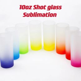 10oz Sublimation Gradient Shot Glass 72 pcs Per Carton DIY Multi-Color Wine Glasses Beer Cup Heat Transfer Drinking Mugs wholesale