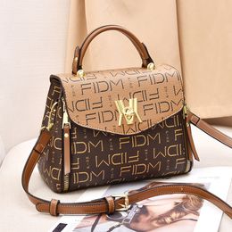 Wholesale factory ladies leather shoulder bags retro printed handbag elegant Joker Brown fashion handbags street fashion contrast leathers messenger bag 6590