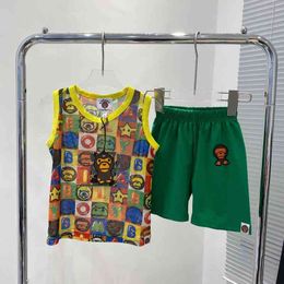 summer children's vest and Shorts Set trendy boys' mesh breathable x2527