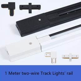 1 Metre two-wire Aluminium LED Track Lights' rail White and Black Spotlight Line Lamp Slide Rail with Connector Universal rails