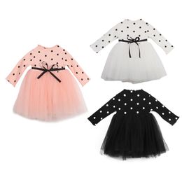 Girl's Dresses 0-4Y Kid Girls Princess Baby Dress Born Infant Girl Clothes Bow Dot Tutu Ball Gown Sweatshirt 3 Style Outfit PartyGirl's