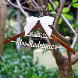 Custom Wood Bridal Last Name Hanger Wedding Hanger Personalized with Date and Name Rustic Wedding Dress Hanger 220608