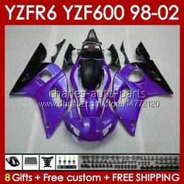 Bodywork Kit For YAMAHA YZF R6 R 6 YZF600 600CC YZFR6 98 99 00 2001 2002 Body 145No.180 YZF 600 CC YZF-600 98-02 Cowling YZF-R6 1998 1999 2000 01 02 OEM Fairing glossy purple blk