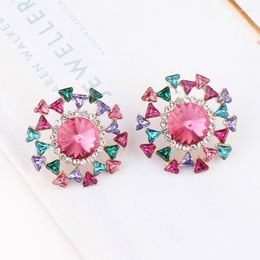 Stud Beautiful Multiple Colours Crystal Flower Earrings Rhinestone Colourful Piercing Women Christmas PartyStud Kirs22