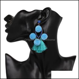 Dangle Chandelier Earrings Jewelry Wholesale Trendy Bohemian Tassel For Women Ethnic Colorf Pom Fringe Earring Brincos Drop Delivery 2021