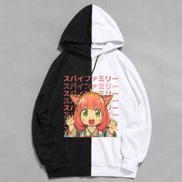 Japan Anime Spy X Family Retro Anya Forger Manga Hoodies Kawaii Cartoon Tops Aesthetic Women Clothing Men Winter Sweatshirts Y220713