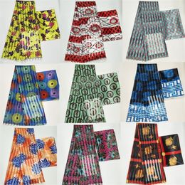 Ghana Style satin silk fabric with organza ribbon African wax design J52602 T200817