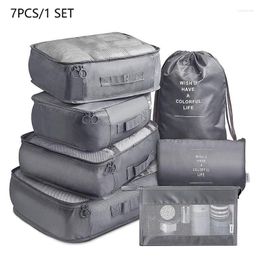 Storage Bags 8/7pcs Set Travel Organizer Packing Cubes Bag Portable Luggage Tidy Suitcases Pouch Shoes ClothesStorage