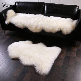 Zeegle Floor Mat Sheepskin Hairy Carpet For Living Room Bedroom Rugs Skin Fur Plain Fluffy Area Washable Faux Y200527