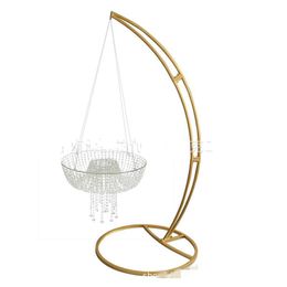 Birthday Party Dessert Food Decor Gold Acrylic Crystal Chandelier Drape Suspended Cake Swing Wedding Moon Arch Hanging Cake Rack