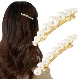Pearl Barrette Fashion Hair Clip Women Girls Elegant Design Round Hairpin Ponytail Hair Accessories