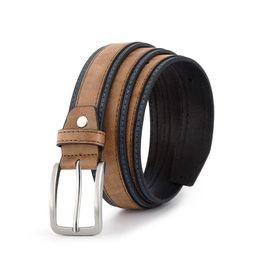 Belts Man Cowskin Leather For Men Jeans Plaid Strap High Quality Luxury Pin Buckle Male Genuine Classic BeltBelts