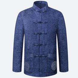 Men's Jackets Men Year's Clothes Male Autumn Winter Casual Jacket Chinese Mandarin Collar Long Sleeve Embroidery Coat For FatherMen's