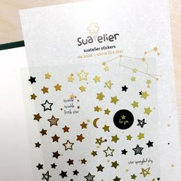 Gift Wrap Suatelier Gold Shine Star Mini Stickers Korean Moon Tower Cutting Die PET Material Cute DIY Nail Decoration Hobby Crafts