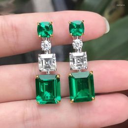 Dangle & Chandelier WUKALO Gorgeous 925 Sterling Silver Green Stone Drop Earrings For Women Wedding Bridal Engagement Party Earring Female J