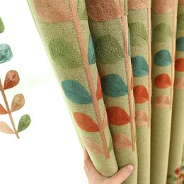 American Country Style Finished Shading Window Curtain for Living Room Bedroom Rural Embroidered Cotton and Linen 220511