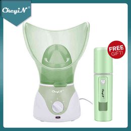 CkeyiN Face Steamer Beauty Sauna Spa Home Facial Warm Mist Humidifier Atomizer Nano Sprayer Moisturizing Unclogs Pores 220505