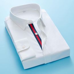 Herren-Hemd-Hemden Herren Klassiker Biene Stickerei Standard-Fit Button Up Casual Bluse Tops überdachte Business Langarm Shirtsmen's's
