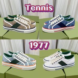 -2022 Luxury Tennis 1977 Sneaker Herren Freizeitschuhe  Beige Ebenholz Leinwand  Baumwolle Hellblau Elfenbeinrot Mausdruck niedrige