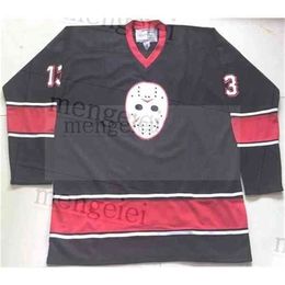 C26 Nik1 Rare Vintage 1980 Friday the 13th Jason Voorhees Hockey Jersey Embroidery Stitched Customize any number and name Jerseys