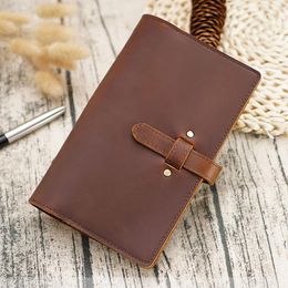 Notepads Handmade Genuine LeatherA5 A6 Personal Size Multifunction Spiral Notebook Cowhide Diary Loose Leaf Replaceable Inserts 6 HolesNotep