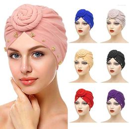 Beanie/Skull Caps Forehead Pan Flower Bottoming Cap Muslim Turban Pure Color Stretch Inner Hijab For Women Head Scarf Under Bonnet Femme Chu