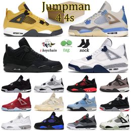 black fur fabric UK - Jumpman Top quality Basketball Shoes 4 Military Black Cat Infrared Seafoam Midnight Navy Men Trainers Canvas Red Thunder 4s Sneakers Women Sports Taupe Haze Size 47