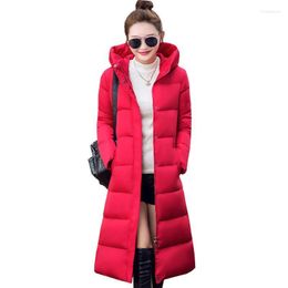 Women's Down & Parkas X-long Women Winter Coat Female Cloting Outerwear Cotton-padded Jacket Red Jackets And Coats 2022 Thick Luci22