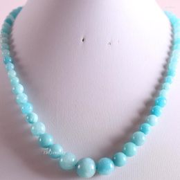 Pendant Necklaces 6-14MM Handmade Beaded Necklace Natural Stone Round Blue Jades For Women Jewelry Gift E015 Godl22