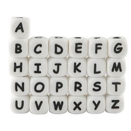 12mm alphabet beads UK - Kovict 100pcs Alphabet English Silicone Letter Beads 12mm Baby Teether Accessories For Personalized Pacifier Clips Teething Toy 220507