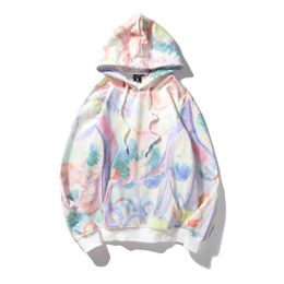 Tie Dyed Sweater Oil Painting Cloud Hoodie Men's and Wo Jacket Korean Pullover Hooded Loose Fashion Brand