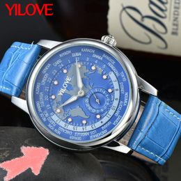 President's Meeting Business Classic Watch World Map Geography Diversified Knowledge Timing Clock Europe Crazy Simple Fashion Men's Gift Wristwatch