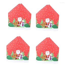 Chair Covers -4 Pcs Set Christmas Decoration Red Non-Woven Big Hat Cover Stool Home Decorations For Year DecChair