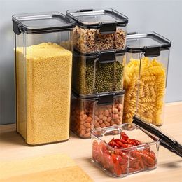 Different Capacity Food Storage Container Plastic Kitchen Refrigerator Noodle Box Multigrain Storage Tank Transparent Sealed Can 220719