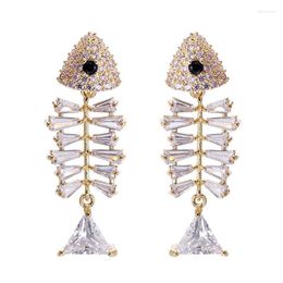 Dangle & Chandelier Creative Fish Bone Earrings 2022 Fashion Statement Earings Brand Designer Women Jewellery Pierced Earring With CZ Stone