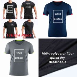 Men's Quick Dry Polyester Short Sleeve T-shirt Bulk Custom Printing Embroidered Sports Running Breathable Crew Neck Top 4xl Y220606