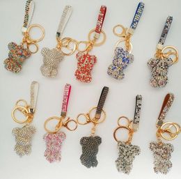 Fashion diamond bear keychains cartoon doll pendant creative gift high-end bears accessories car keychain for Women Girls gift