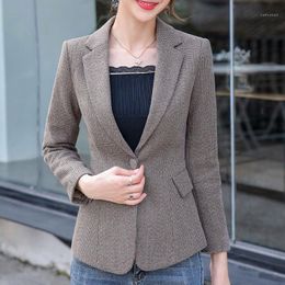 Women's Suits & Blazers Single Button Women Jacket Blazer Plus Size Office Business Ladies Short Coat Slim Long Sleeve Outerwear 2022 Fall