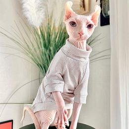 Cotton Sphinx Cat Dog Clothes For Small Puppy Hairless Cat Sweatshirt Clothing Stripe Pet Costume Kittens Jumpsuit Autumn Winter 0622
