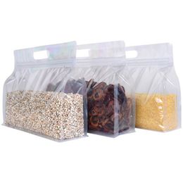 Clear Stand Up Bag Plastic Zipper Bags Flat Bottom Self Sealing Packaging for Tea Nuts Dried Fruit
