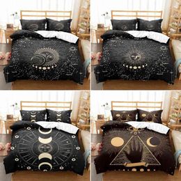 Ancient Sun Moon Duvet Cover Colourful Galaxy Stars Mandala Bedding Set 3d Bohemian Ethnic Comforter Soft Microfiber 3pcs