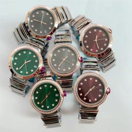 lmjli - Ladies Watches Quartz Watch 33mm Diameter Diamond Bezel Silver/Rose Gold Case WristWatch Valentines Day Gift