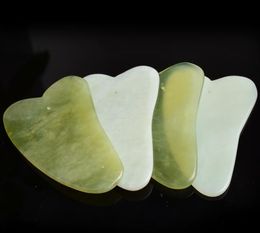 Natural Gua Sha Board Green Jade Stone Guasha Cure Acupuncture Massage Tool Body Face Relaxation Beauty