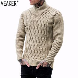Mens Turtleneck Sweater Pullover Male Autumn Long Sleeve Slim Fit Sweaters Solid Colour Tops M2XL 220817