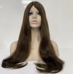 4x4 Silk Top Jewish Wigs Hot Selling Silk Straight Brown Colour 4# 100% European Cuticle Aligned Virgin Human Hair Kosher Wig for White Woman Fast Express Delivery