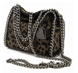Luxury Retro Women's Handbag New Small Luxury Brand Designer Multicolor Leopard Woven Chain Crossbody Bag