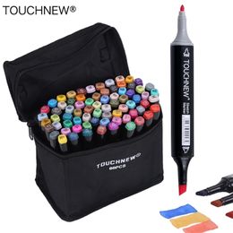 TOUCHNEW 30/40/60/80 Colours Art Markers Alcohol Based Markers Drawing Pen Set Manga Dual Headed Art Sketch Marker Design Pens 210226