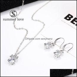 Earrings Necklace Jewelry Sets Fashion Owl Flower Slippers Pendant Chain Necklece Earring Set For Girl Gold Sier Zircon Da Dhn9X